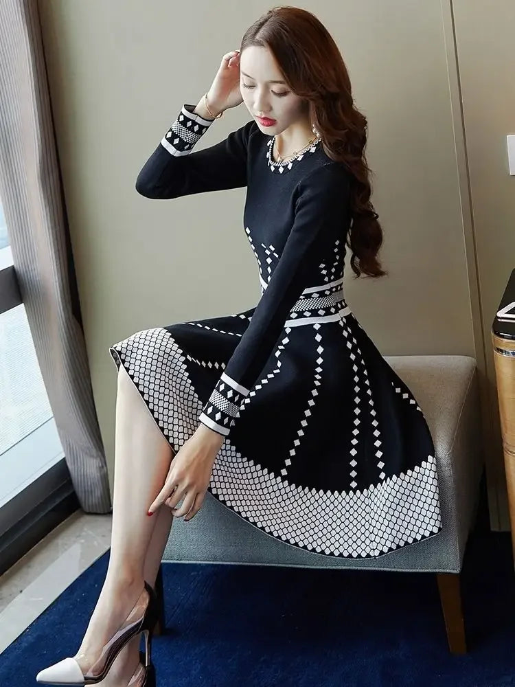 Vestido de manga larga para mujer a la moda, vestidos midi para mujer, elegante y bonito, casual, juvenil, verano 2025, otoño, invierno, ropa de lujo
