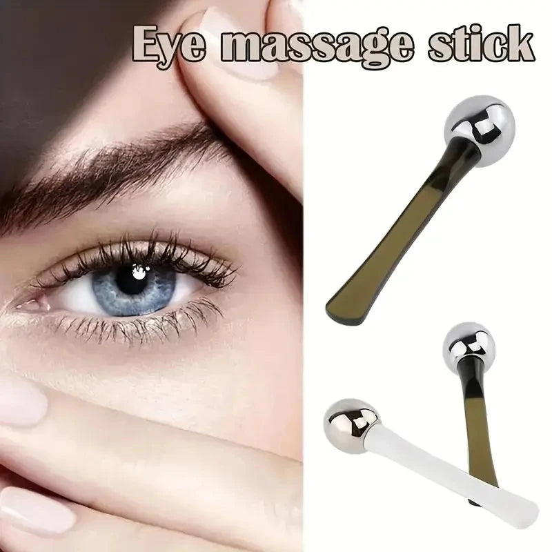 1 aplicador de crema de ojos con rodillo de masaje, espátula cosmética, cuchara facial antiarrugas de aleación dorada, herramienta delgada para el cuidado de la piel del rostro