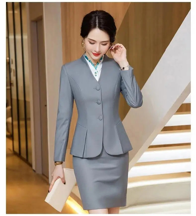 Trajes de falda de negocios para mujer, de primavera, formales, uniformes, blazers femeninos para mujer, conjuntos profesionales para oficina