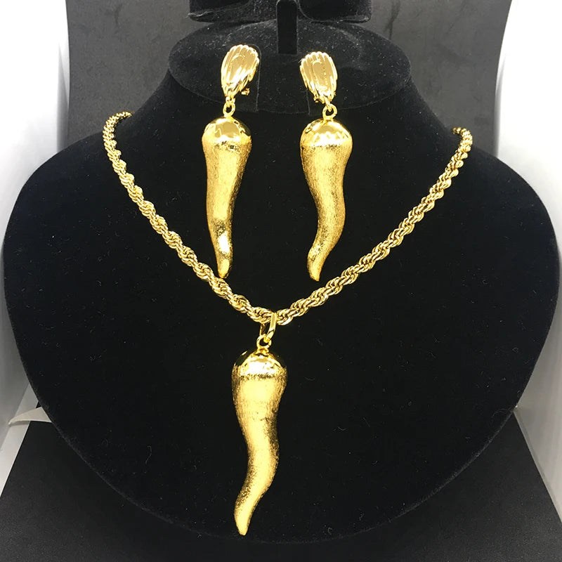 Juego de joyas brasileñas para mujer, pendientes de chile, colgante, Dubái, Nigeria, África, chapado en oro de 24 quilates, conjunto de joyas nupciales para boda