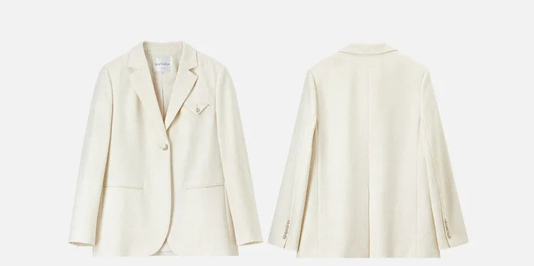 SENTUBILA Trajes de falda para mujer, mezcla de lino, hombreras, blazer de un solo botón, faldas mini sólidas y elegantes, conjuntos de dos piezas 151Z58181