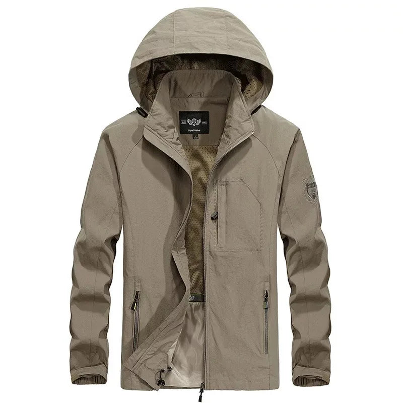 Chaqueta de hombre para senderismo y camping al aire libre, impermeable, cortavientos con capucha, abrigo informal nuevo de otoño, chaqueta táctica militar para hombre 6XL