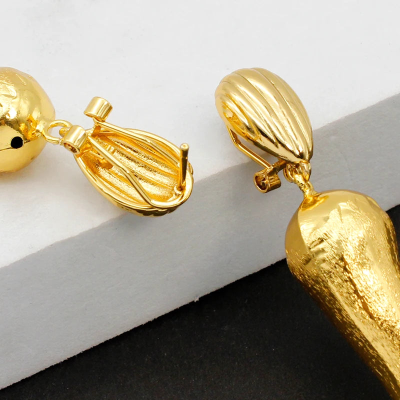 Juego de joyas brasileñas para mujer, pendientes de chile, colgante, Dubái, Nigeria, África, chapado en oro de 24 quilates, conjunto de joyas nupciales para boda