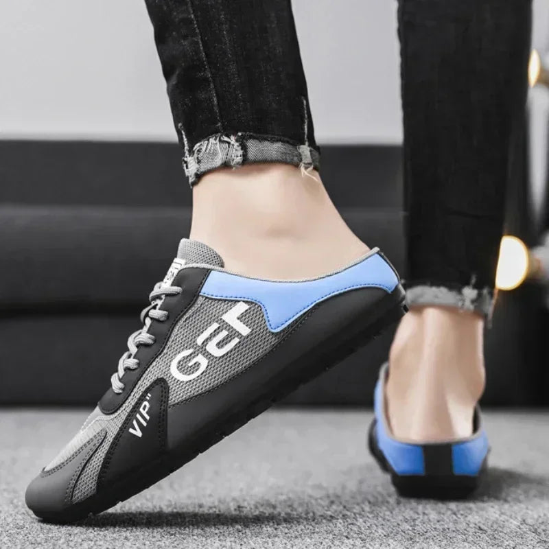 New Men Slippers Trend Baotou Shoes for Men Summer Breathable Casual Shoe Vulcanized Flats Male Sneakers Half Slip-on Shoes