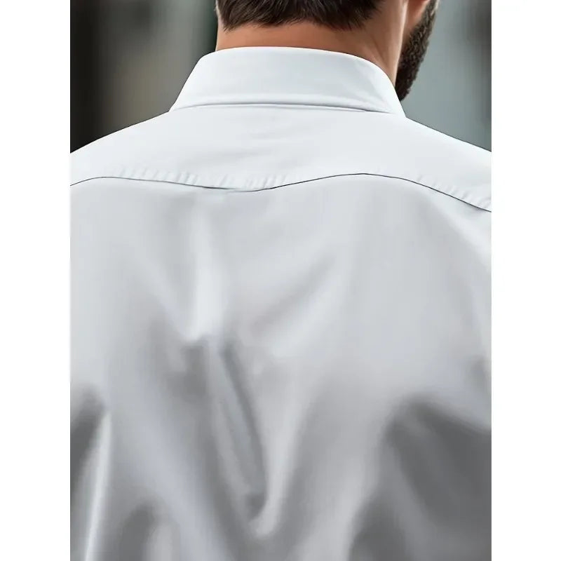 Men's Shirt Brand New Solid Color Long Sleeve Smart Casual Four Season Elastic Male Business Shirts