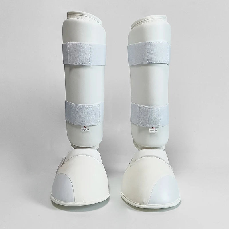 Espínilleras de kárate para adultos y niños, equipo de soporte, espinilleras, rodilleras, protectores de manos, cinturón de cuero, boxeo, artes marciales
