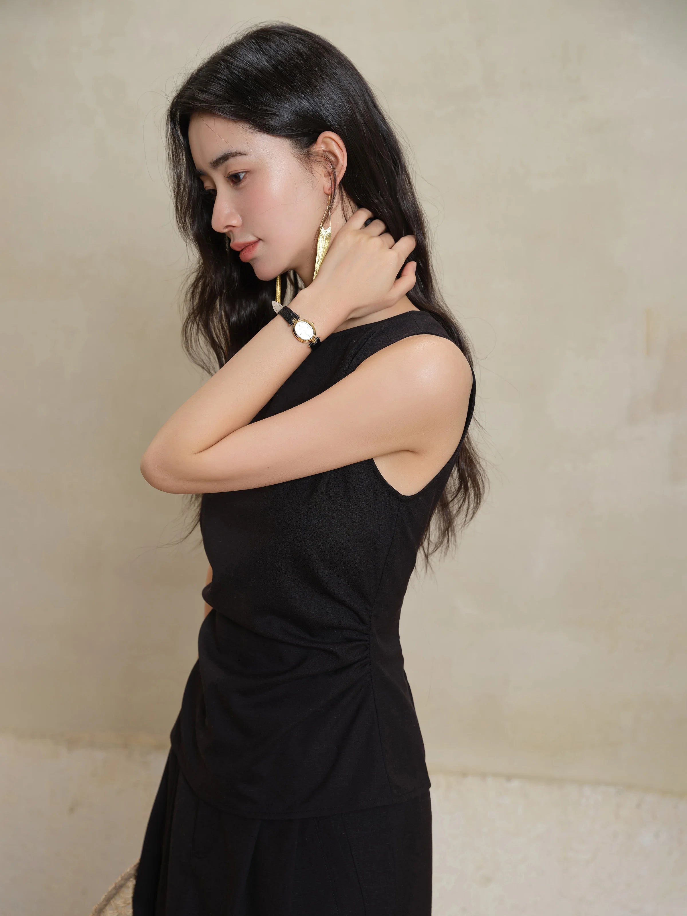 Conjunto de dos piezas de top y falda sin mangas para mujer, corte delgado, top con bajo dividido y falda maxi recta, conjunto elegante a juego de verano