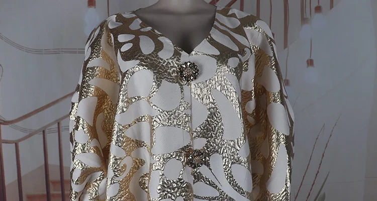 Vestido africano de lujo de jacquard para mujer – Moda holgada estilo turco