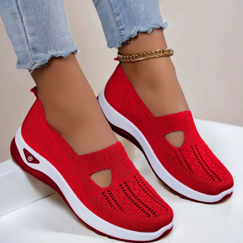 Zapatos de verano para mujer, de lona transpirable de malla, planos ligeros para caminar, zapatillas nuevas para mujer, zapatos vulcanizados, mocasines sin cordones