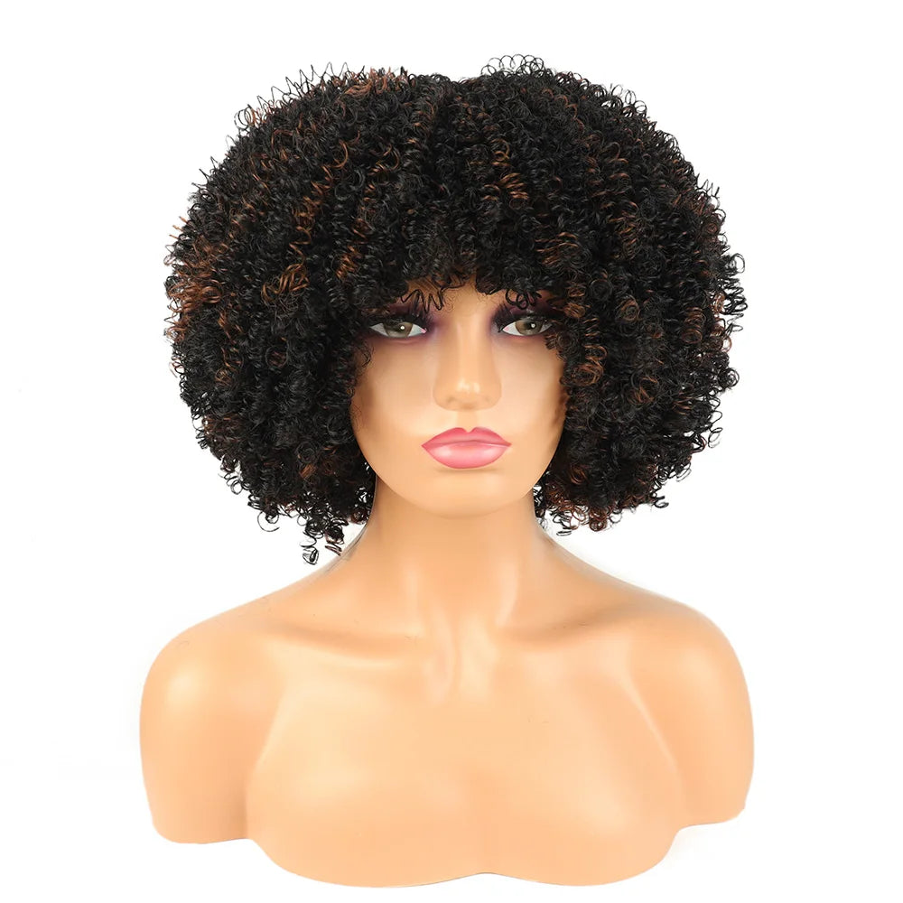 Synthetic Short Pixie Afro Kinky Curly Wigs Simple Cheap Machine Made Wigs For Women Natural Hair Styles Curly Hair For Women