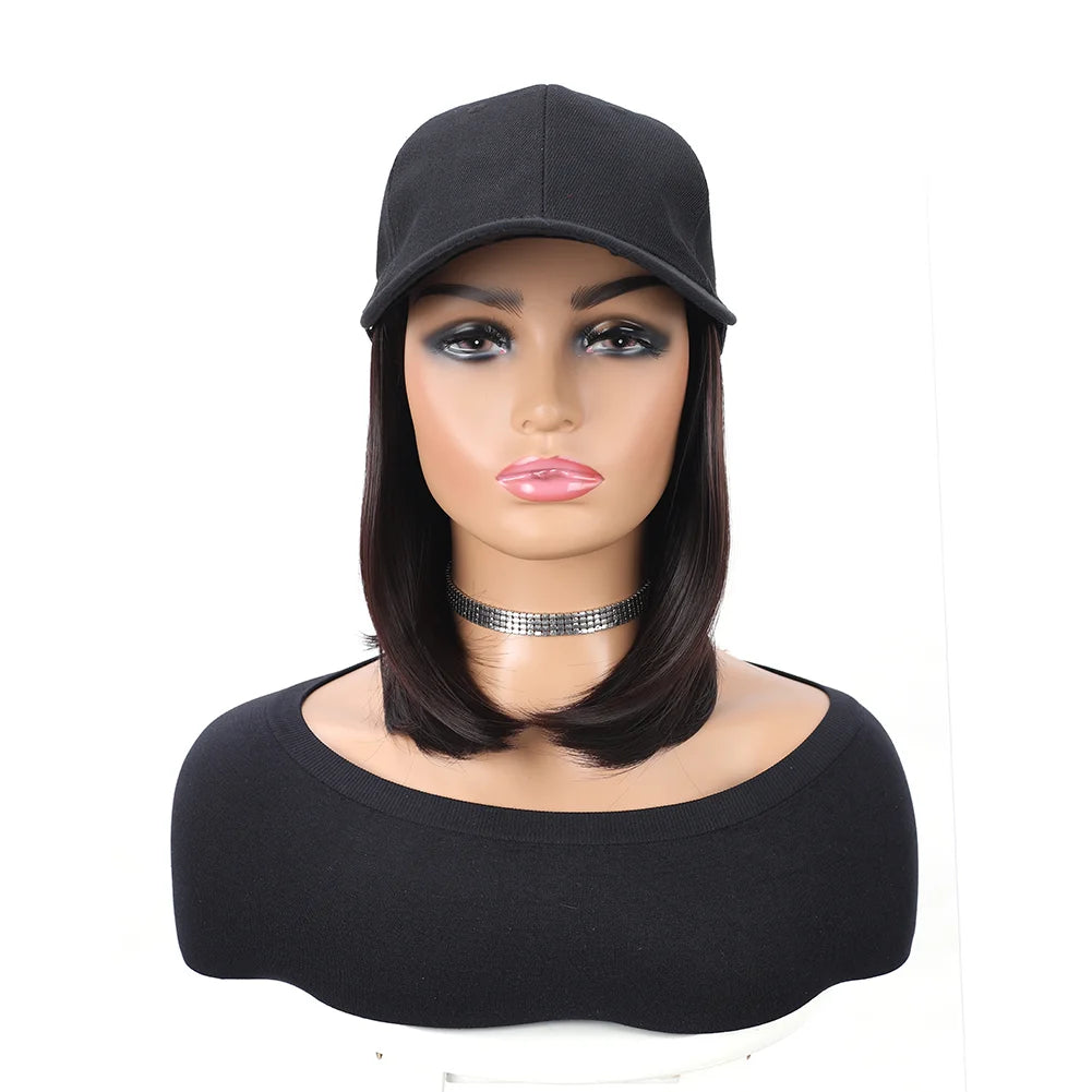 Fashion Hat Hair Extensions Ladies Wigs Hats Connected Head Cover Synthetic Peaked Cap Wig For Women