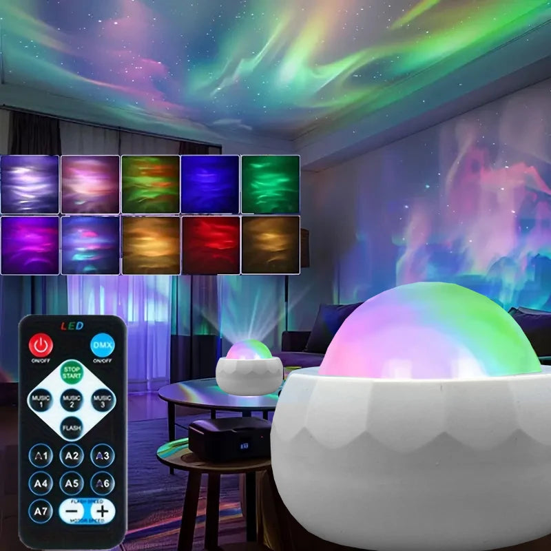 Nueva Luz Nocturna LED 7 Modos Proyector de Cielo Estrellado con Control Remoto USB Enchufe Blanco Giratorio Automático para Decoración de Dormitorio y Fiesta