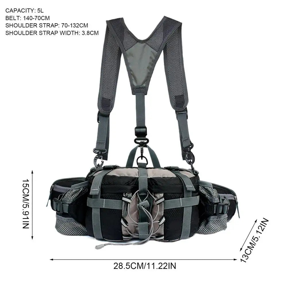 Sac banane de randonnée avec 2 porte-bouteilles d'eau, sac banane d'extérieur, sac à dos de cyclisme étanche, sangle réglable, sac de rangement pour le sport