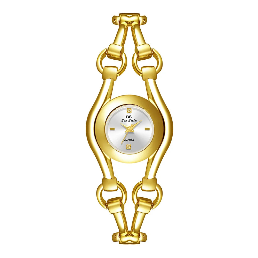 Relojes de lujo de moda para mujer Nuevos relojes de pulsera vintage dorados de lujo para mujer Reloj de cuarzo de vestir para mujer Relogio Feminino