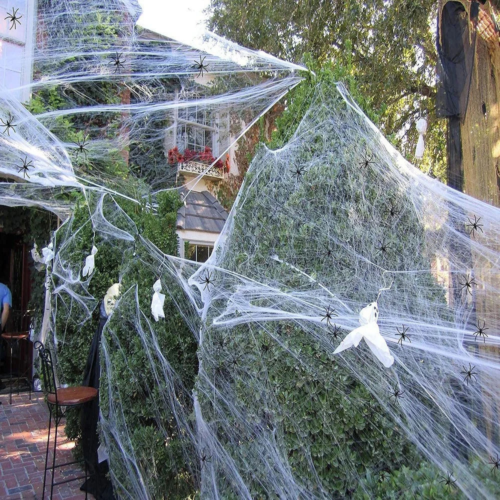 Halloween Decorations Artificial Spider Web White Stretchy Cobweb for Scary Party Scene Props Horror House Decoraton Accessories