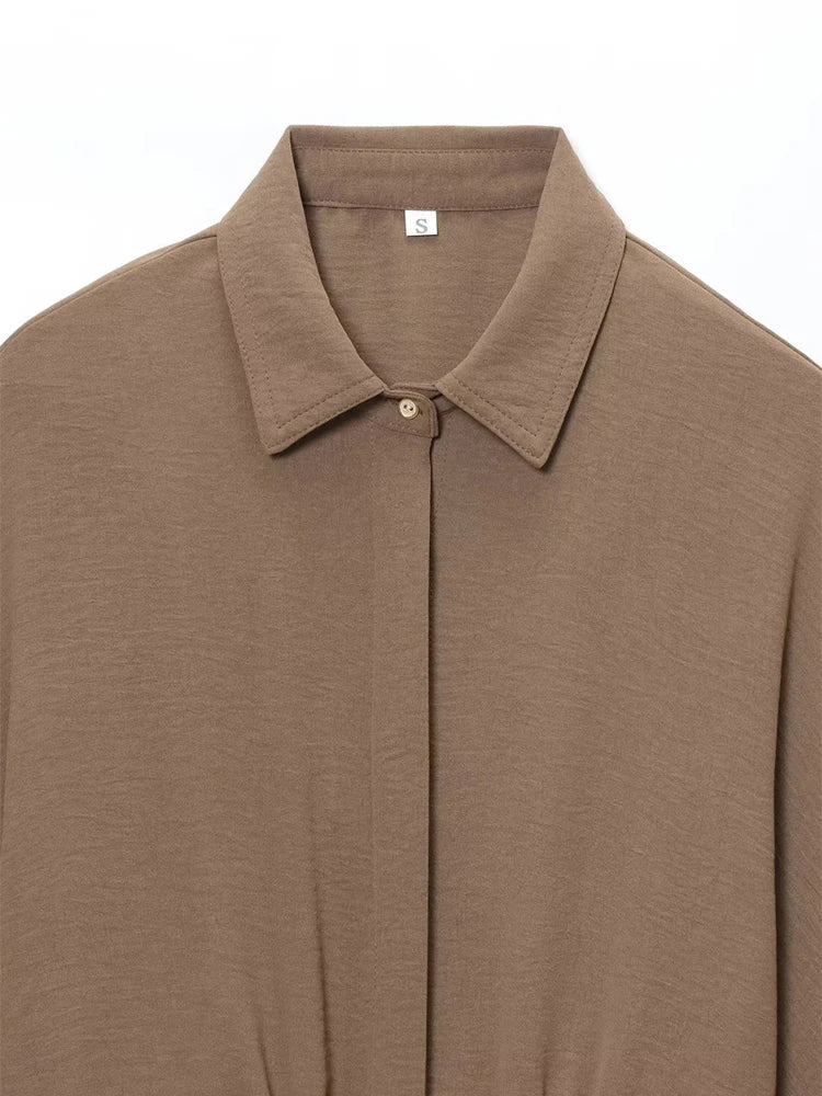 Conjuntos de pantalón para mujer de verano, camisa y blusa, tops, pantalón, conjunto de dos piezas para mujer, camisa de manga corta marrón, traje de pantalón para mujer