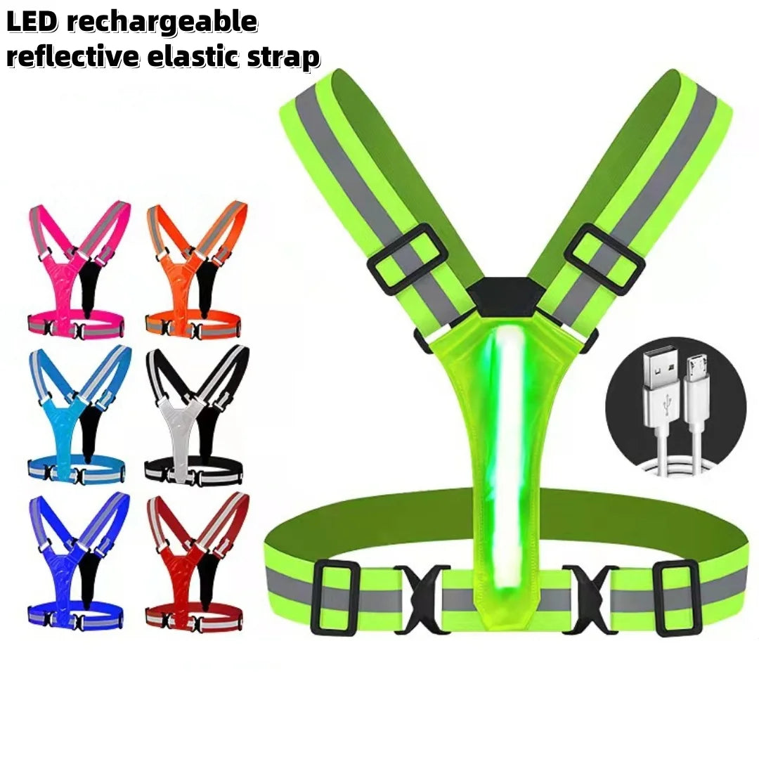 LED-reflekterende tanktopp for nattløping, høy elastisk utendørs sportsklær, sykkel- og løpeutstyr