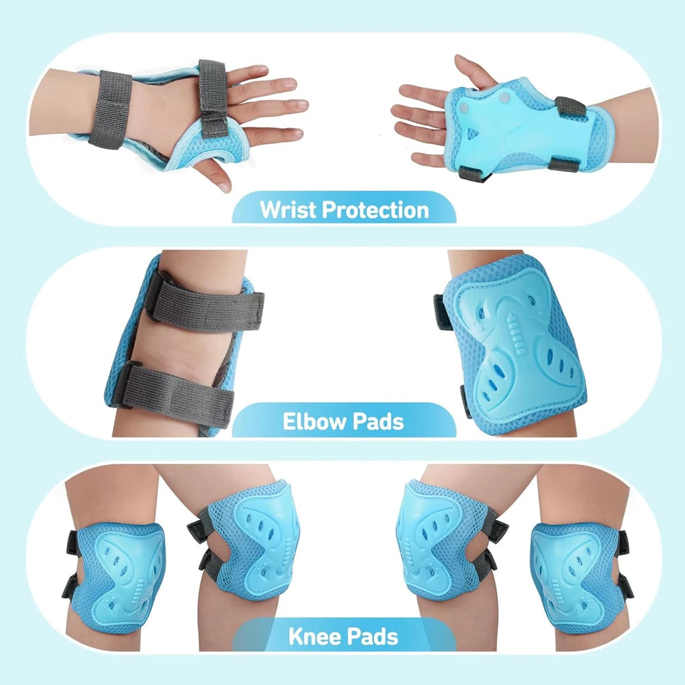 Juego de equipo de protección 6 en 1 para niños, rodilleras para niños de 3 a 10 años, rodilleras y coderas para niños pequeños con protectores de muñeca para patinar y andar en bicicleta