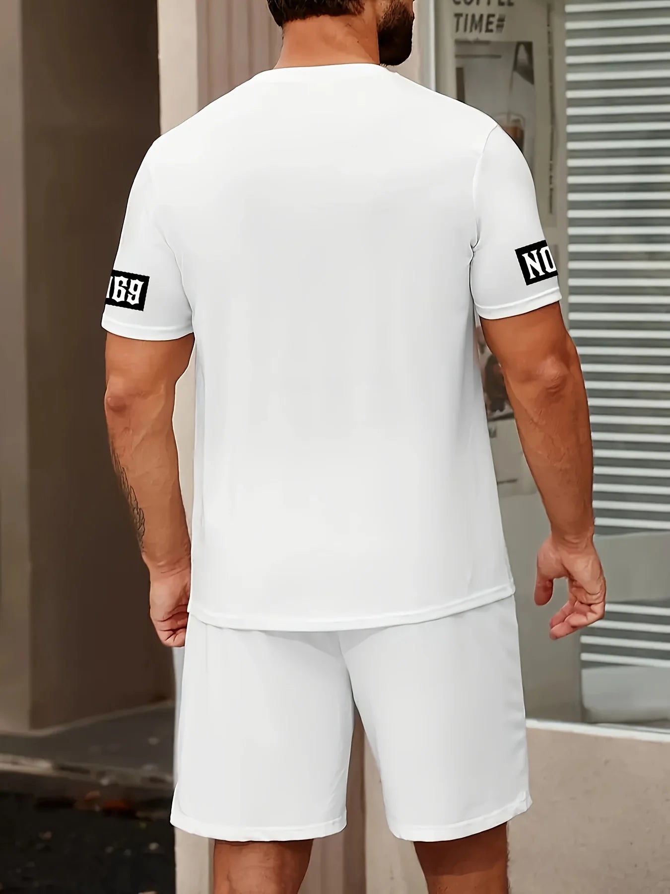 Summer new men's set letter print casual fashion T-shirt Short sleeve shorts Sportswear casual everyday wear for both men a