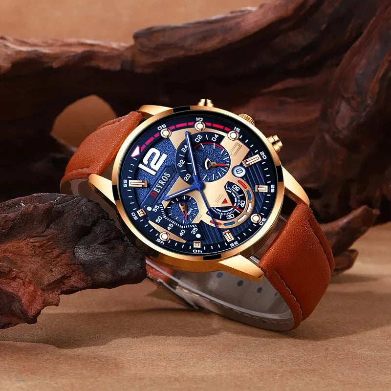 Juego de 2 relojes de lujo con calendario para hombre