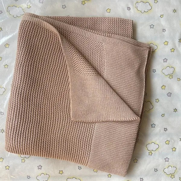 Manta de punto para bebé recién nacido, colcha de cama para niños, color sólido, algodón puro suave, para envolver bebés