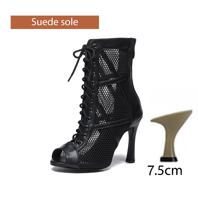 DKZSYIM Zapatos de baile latino para mujer, color rojo y negro, zapatos de jazz de salón de baile, tacones de 5-11 cm para mujer y hombre, para salsa y tango