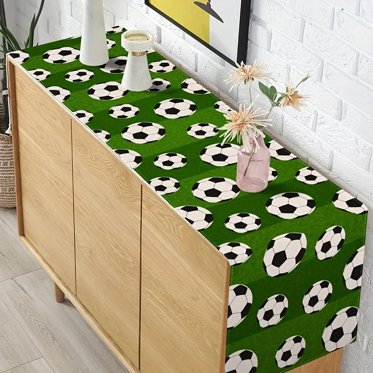 Table Runner, Rectangle Polyester Table Runner, Sport Theme Soccer Table Runner Party Kitch-tablerunnersen Dining Table Decor Home Decoration