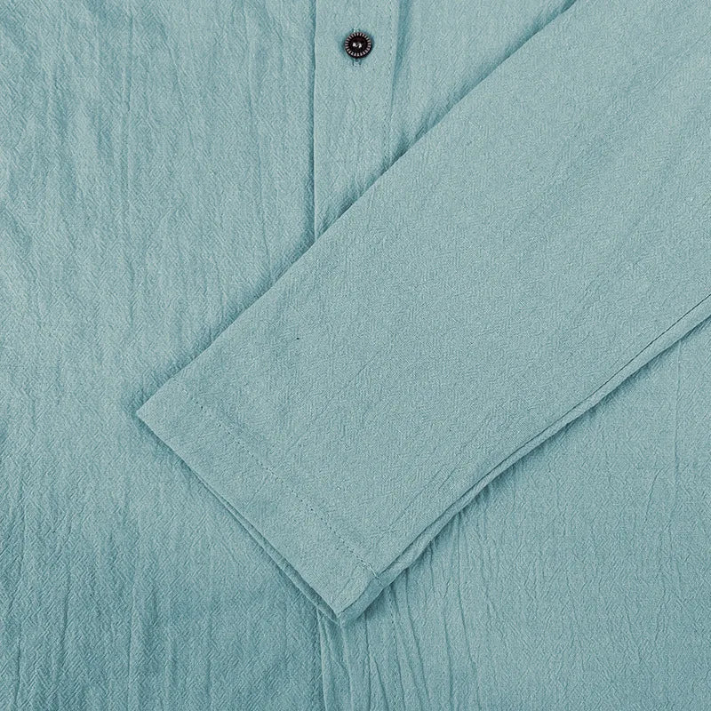 Camisas casuales de playa para hombre, de algodón y lino, con capucha, de manga larga, para hombre, holgada, de color liso, con botones, cárdigan, ropa de calle.