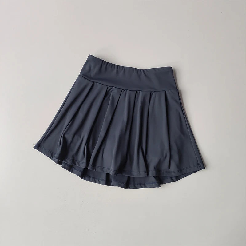 Falda de tenis para mujer, conjunto de yoga de verano, camiseta de manga corta, maratón, bádminton, golf, falda deportiva, conjunto deportivo de fitness