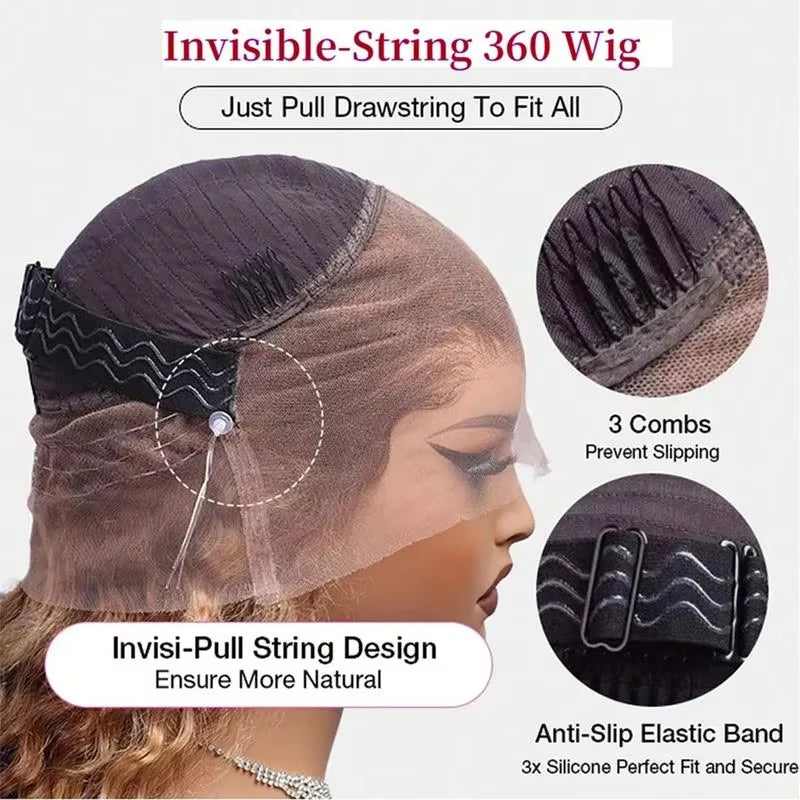 Drawstring 360 Deep Wave Ombre Wig