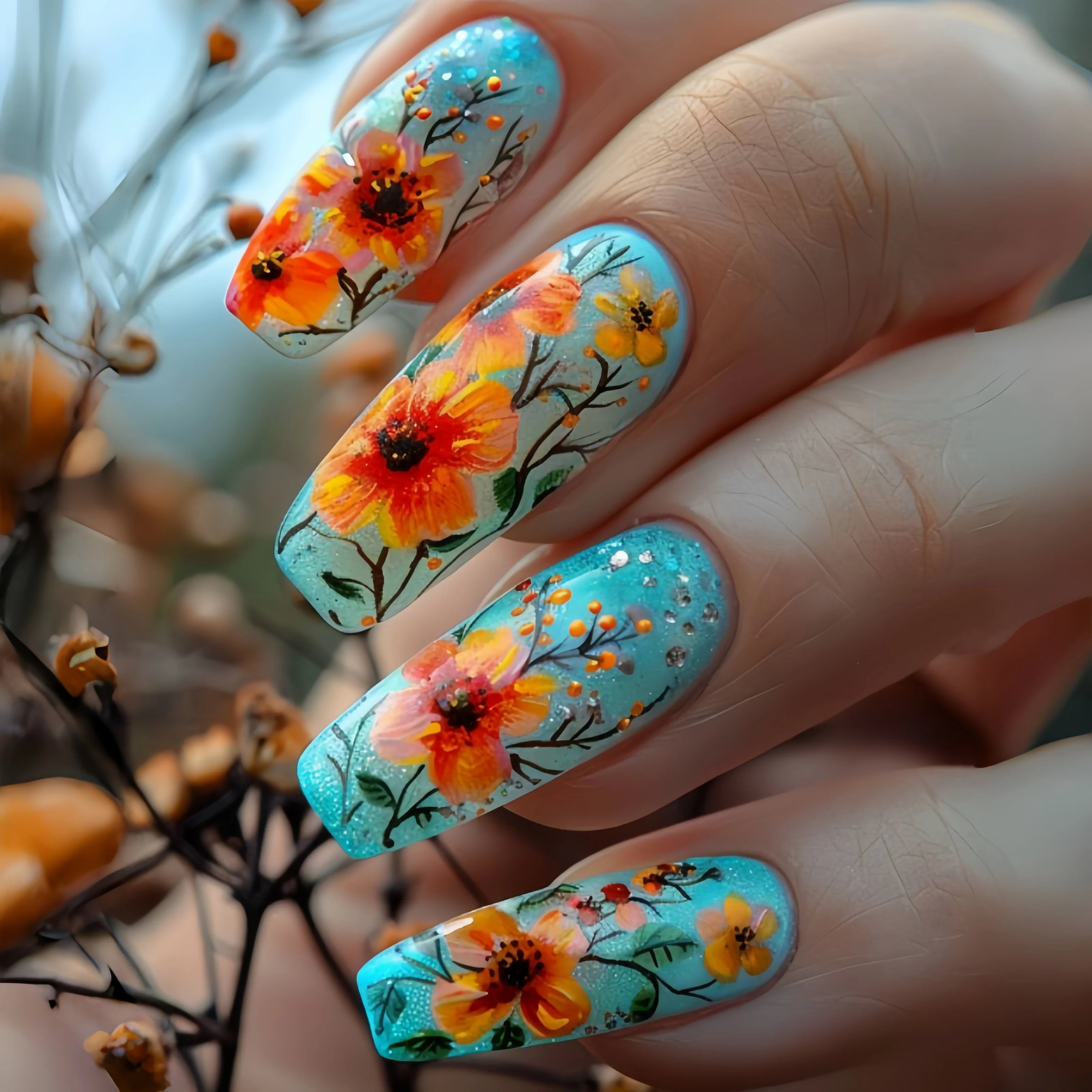 Gradient Flower Ballet Nail Stickers