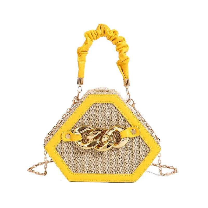 Straw Chain Shoulder Bag