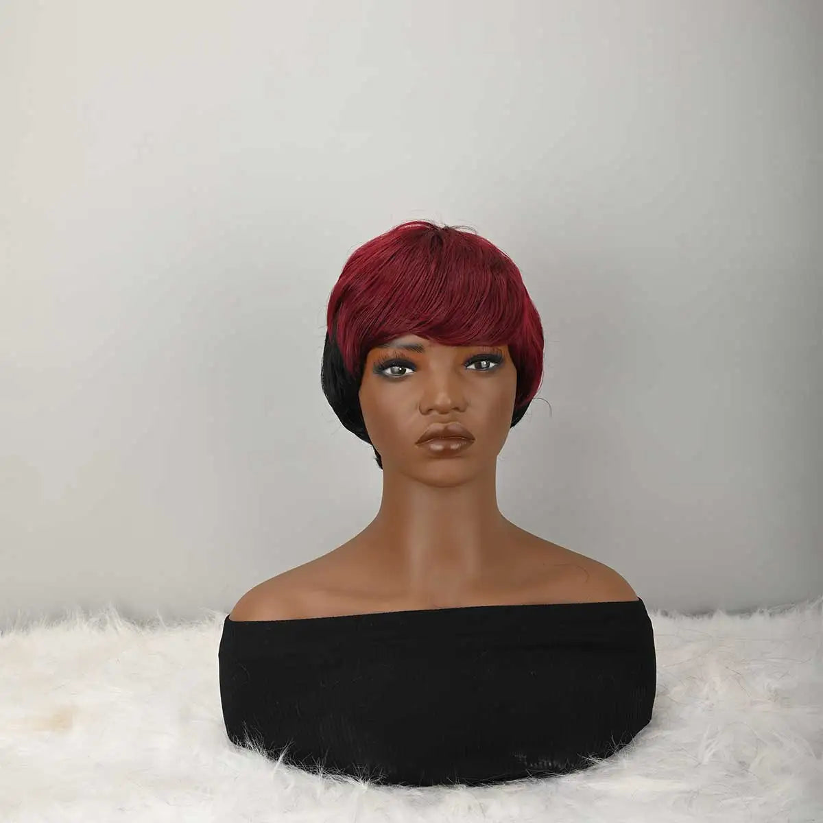 Pixie cut Wig for women Synthetic Short Layered with Natural Black And Red Color fashion wig