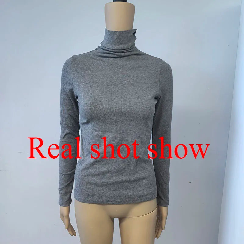 Otoño Nuevo cuello alto básico suéteres de punto gama alta sentido temperamento manga larga suéteres moda Slim Fit blusas interiores