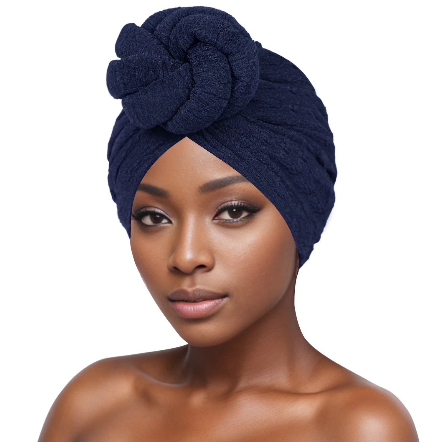Women’s Fashion Turban – Bubble Cloth Headwrap with Large Flower Design