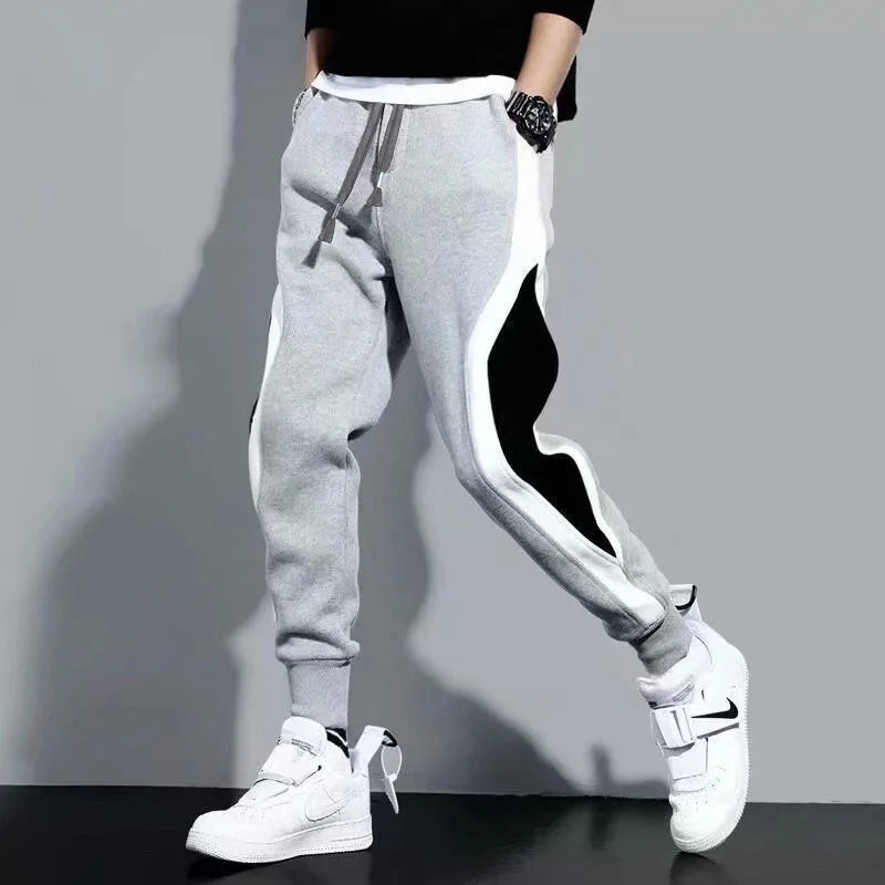 Pantalones deportivos para hombre, primavera, otoño, masculinos, ajustados, leggins, patchwork, para correr, entrenar, casuales, pantalones de moda