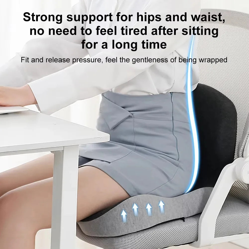 Cojín de respaldo de espuma viscoelástica cómodo, transpirable, antideslizante, cojín de silla de diseño de una pieza, protección de cintura, cojín de asiento de camión