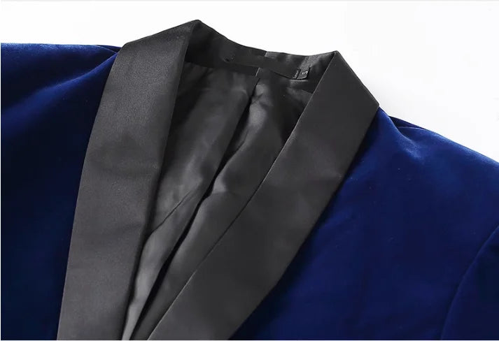 Traje de terciopelo dorado de lujo para hombre de alta calidad, chaqueta ajustada de un botón, azul/rojo/verde, nuevo Blazer de vestir para boda/fiesta de graduación para hombre
