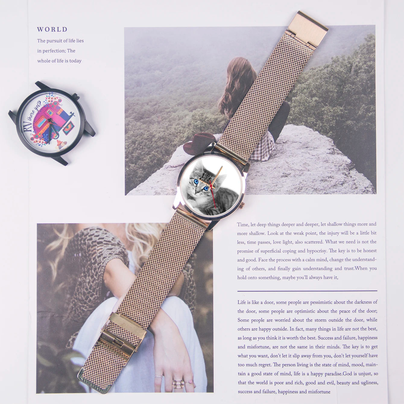 Relojes para Hijo Amiga Mujer Esposa Familia Logo Gato Reloj de Pulsera para Mujer Esfera DIY Cuarzo Esposas Mascota Foto Personalizada