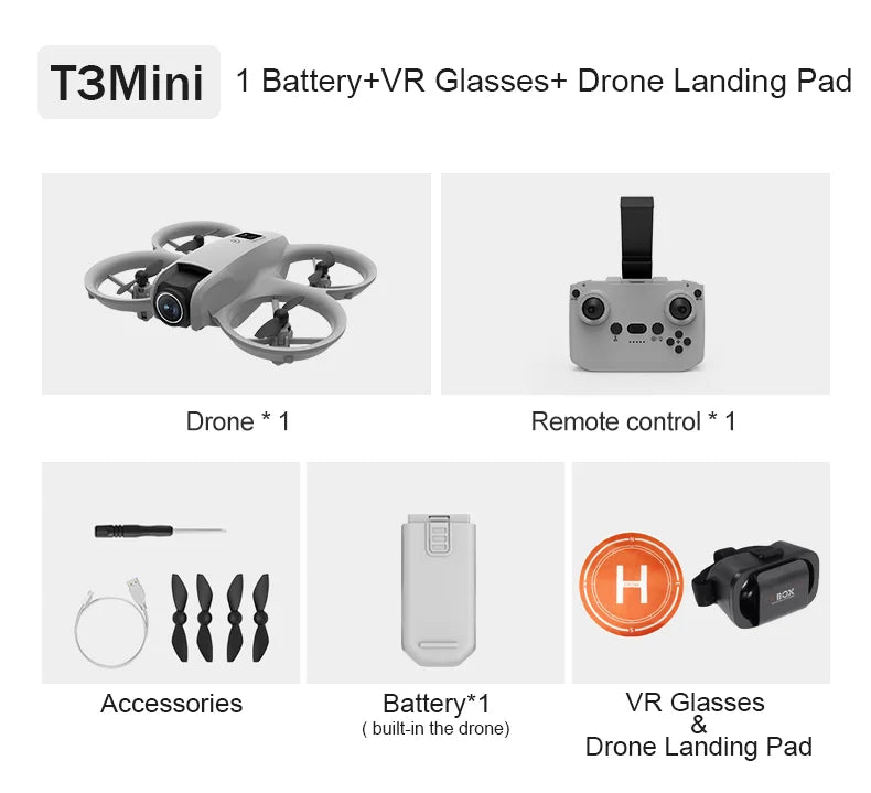 Minidron T3 RC con cámara dual HD 4K, transmisión en tiempo real FPV WiFi 5G, cuadricóptero con giro de 360° para niños y adultos, regalo de juguete