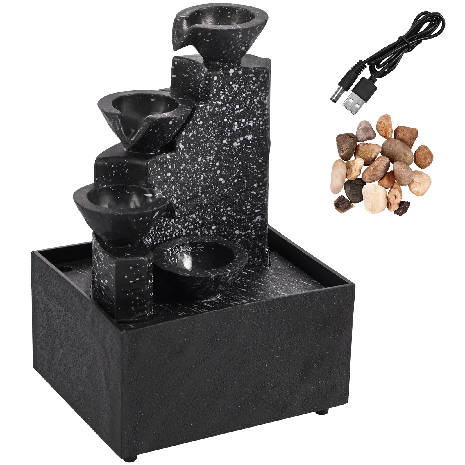 Decoración de cascada de sobremesa, fuente de agua, adornos de escritorio, Feng Shui, cascada de agua que fluye, decoración de paisaje de sobremesa