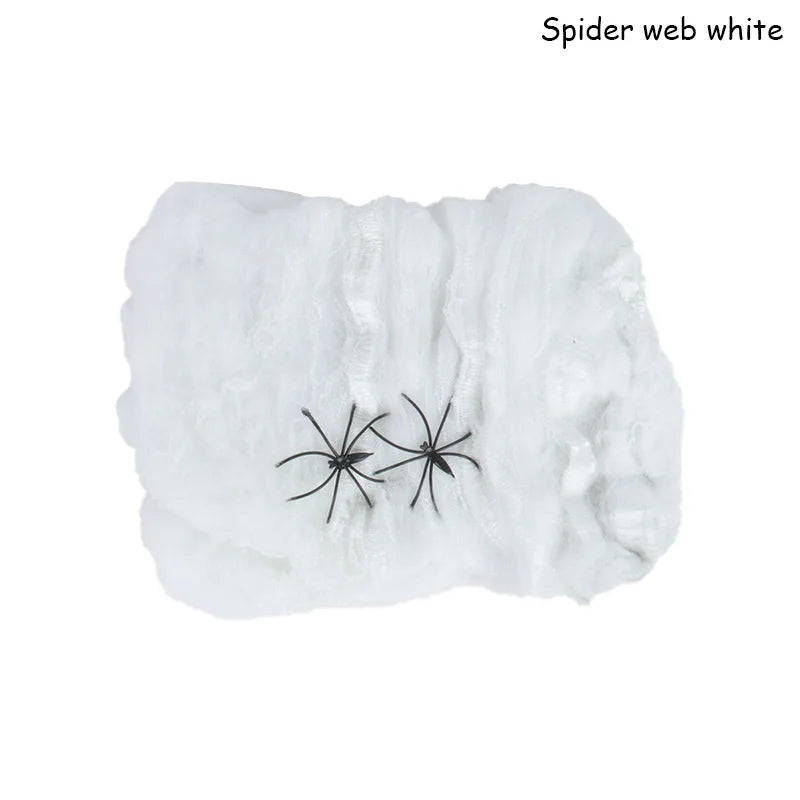 Decoraciones de Halloween Telaraña artificial Telaraña elástica Telaraña de miedo Decoración de Halloween para bar Accesorios de escena de casa embrujada