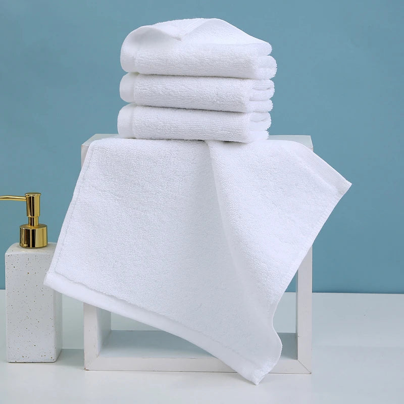 10 unidades/lote Toallas pequeñas blancas para manos y cara, para cocina, hotel, restaurante, jardín de infancia, toalla de algodón para salón de belleza