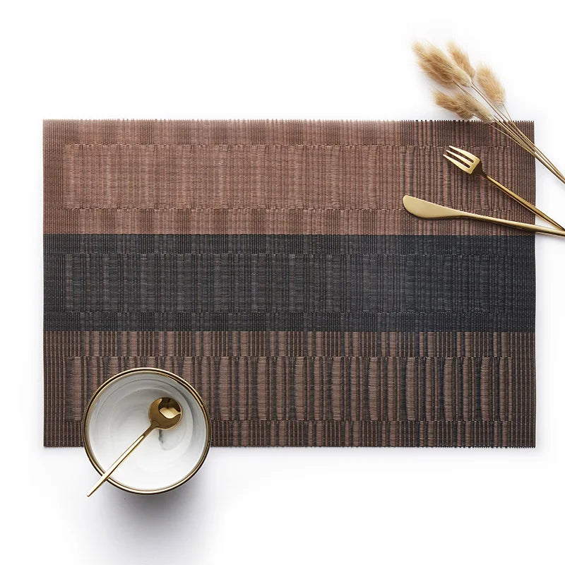 Placemats for Dining Table PVC Bamboo Pattern Table Mats Multiple Colors Non-Slip Heat Resistant Washable Easy to Clean