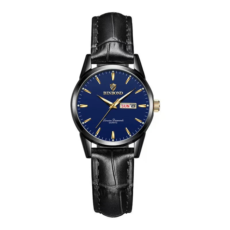 Hombre Reloj Superior Marca de Lujo Reloj de Pareja para Mujer Hombre Reloj Impermeable Calendario Masculino Relojes de Pulsera de Cuarzo Correa de Cuero Señoras