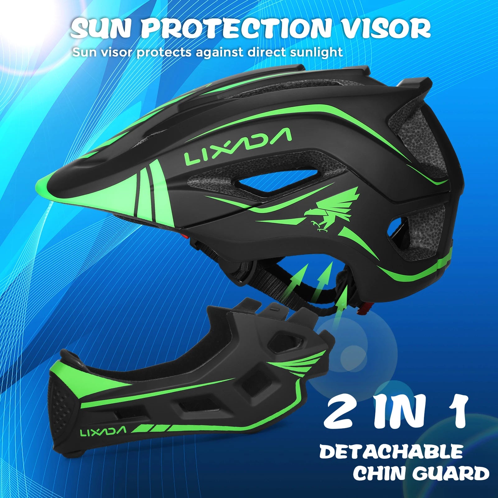Lixada Casque intégral pour enfants, détachable, équipement de sécurité pour le sport, le vélo, le skateboard, le roller