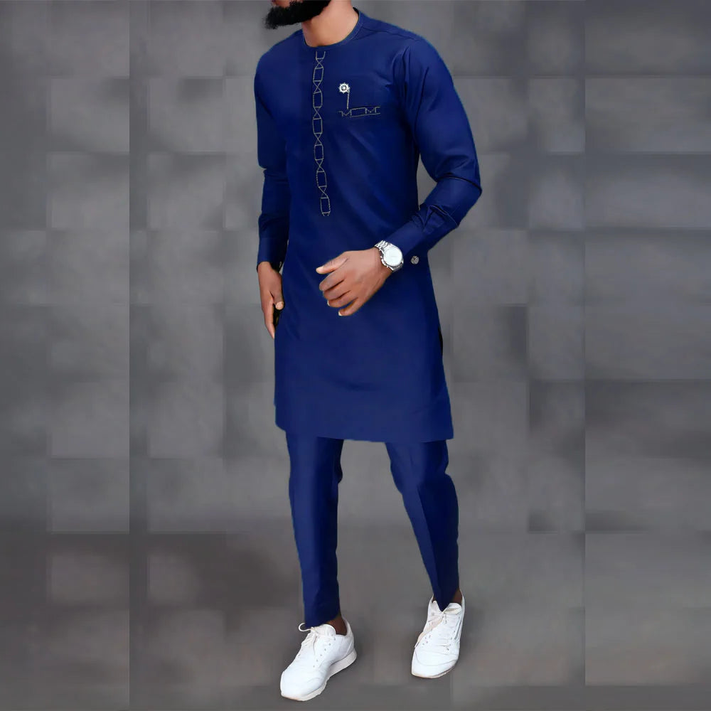 Conjuntos de verano para hombre, ropa, caftán, lujoso, manga larga, top y pantalones, traje de 2 piezas para hombre, ropa tradicional étnica africana para hombre