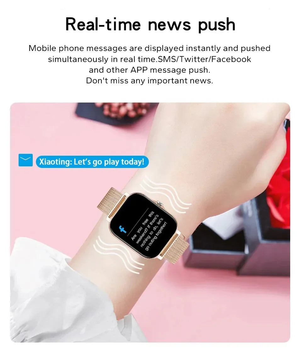 Smartwatch para teléfono Android. Pantalla a color de 1,44 pulgadas, táctil, llamada Bluetooth, carga magnética.