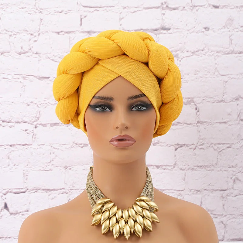 Couvre-chef africain à paillettes pour femmes, foulard, bonnet, bonnet, couvre-chef de mariage nigérian, couvre-chef de fête, chapeau