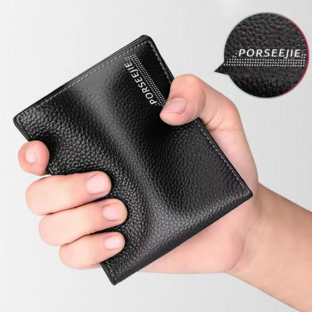 Cartera de piel sintética para hombre, estilo retro, clip para billetes, múltiples ranuras para tarjetas, monedero
